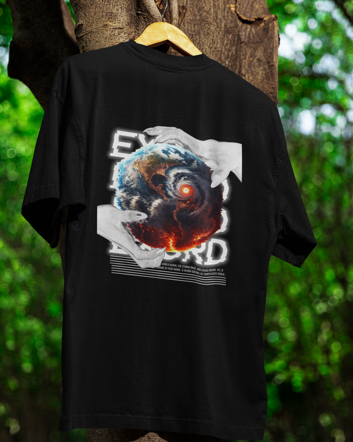 "Elementos Naturais Abstratos" Camiseta Oversized Preta da Coleção EXORD